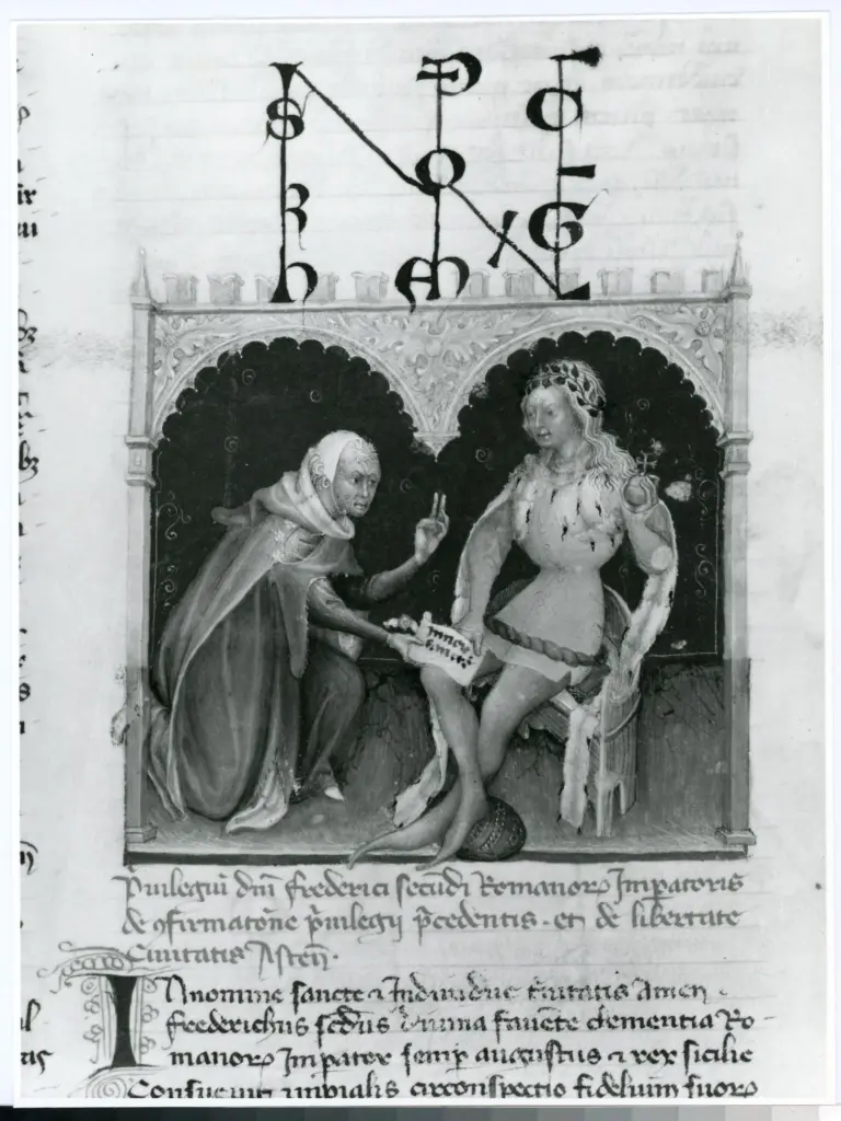 Rampazzi, Giustino , Grassi Giovannino de' - attr. - sec. XIV - Asti, Archivio di Stato, Codex Astensis o Liber Malabayla , fronte