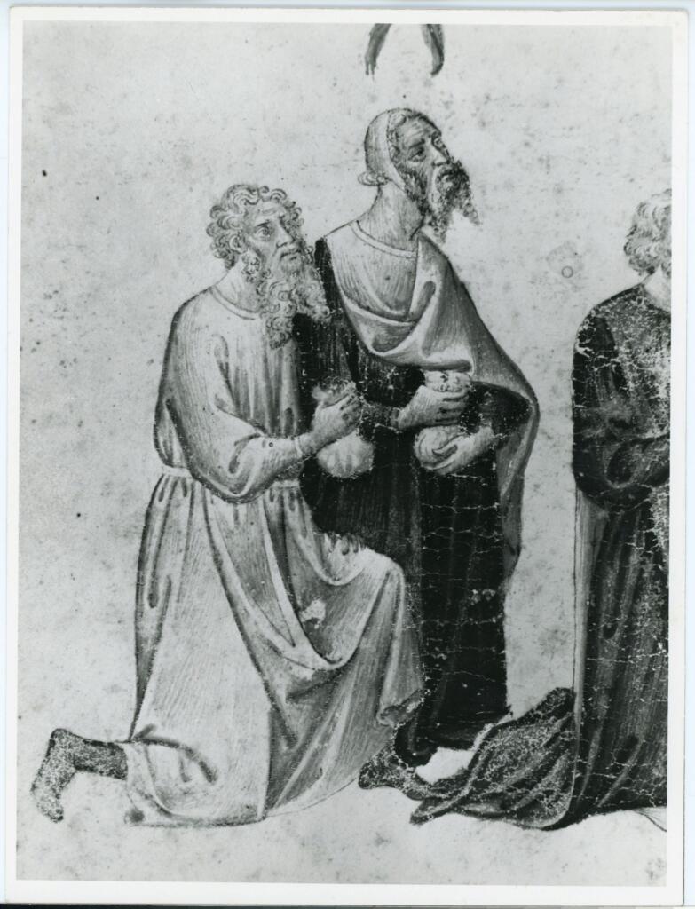 Anonimo , Ambito di F. Traini, Pergamena della Misericordia, Ente comunale di Assistenza, Pisa (part.) , fronte