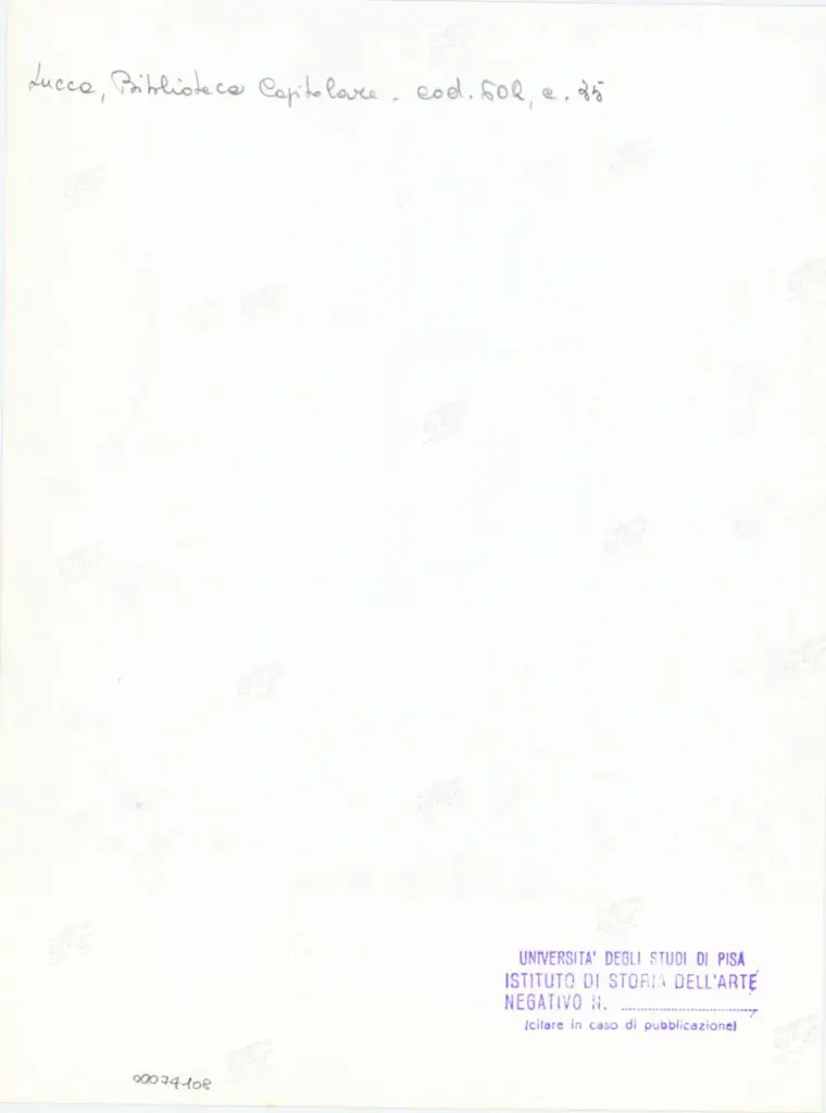 Università di Pisa. Dipartimento di Storia delle Arti , Anonimo italiano - sec. XII, inizio - Lucca, Biblioteca Capitolare Feliniana, Ms. 602, f. 35r, particolare , retro