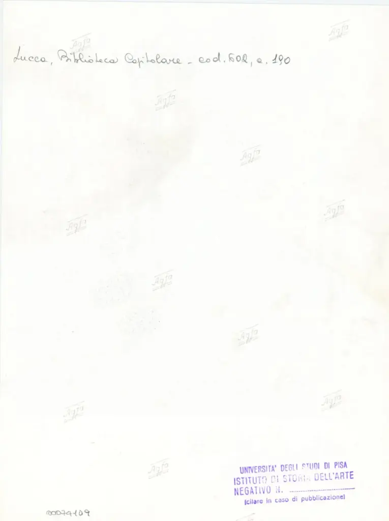 Università di Pisa. Dipartimento di Storia delle Arti , Anonimo italiano - sec. XII, inizio - Lucca, Biblioteca Capitolare Feliniana, Ms. 602, f. 190r, particolare , retro