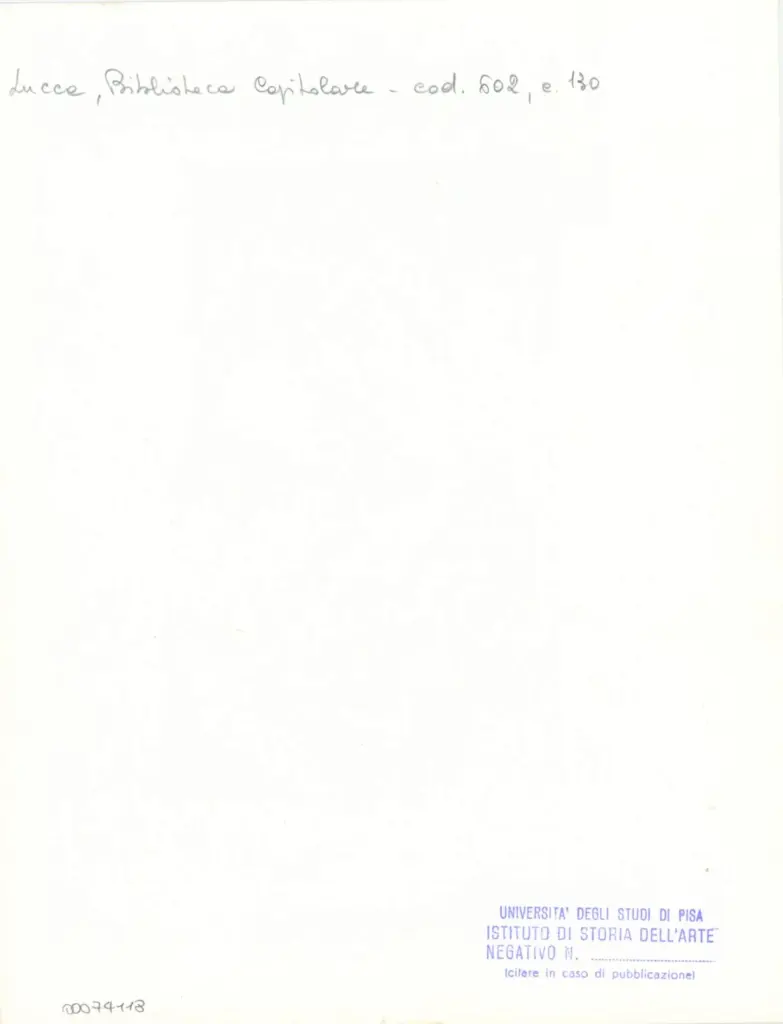 Universit&agrave; di Pisa. Dipartimento di Storia delle Arti , Anonimo italiano - sec. XII, inizio - Lucca, Biblioteca Capitolare Feliniana, Ms. 602, f. 130r, particolare , retro