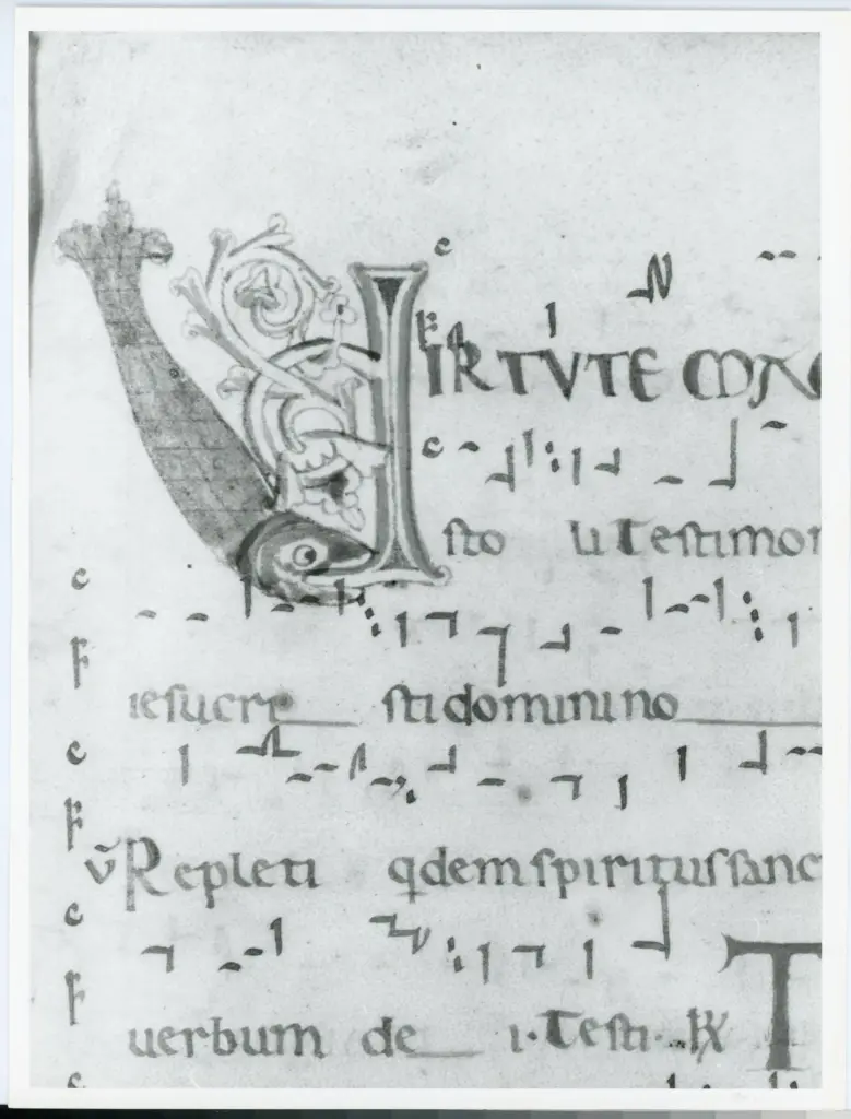 Universit&agrave; di Pisa. Dipartimento di Storia delle Arti , Anonimo italiano - sec. XII, inizio - Lucca, Biblioteca Capitolare Feliniana, Ms. 602, f. 90r, particolare , fronte