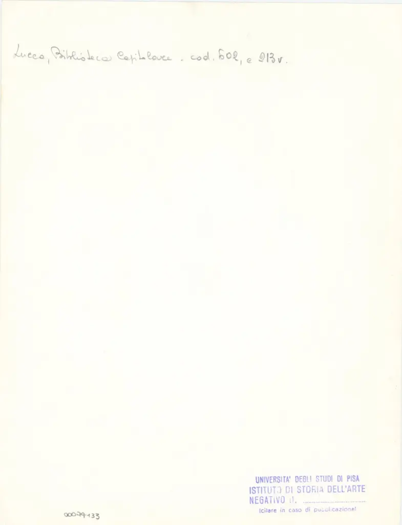 Universit&agrave; di Pisa. Dipartimento di Storia delle Arti , Anonimo italiano - sec. XII, inizio - Lucca, Biblioteca Capitolare Feliniana, Ms. 602, f. 213v, particolare , retro