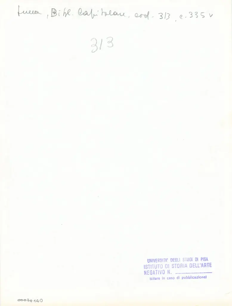 Universit&agrave; di Pisa. Dipartimento di Storia delle Arti , Anonimo italiano - sec. XIV, inizio - Lucca, Biblioteca Capitolare Feliniana, Ms. 313, f. 335v, particolare , retro