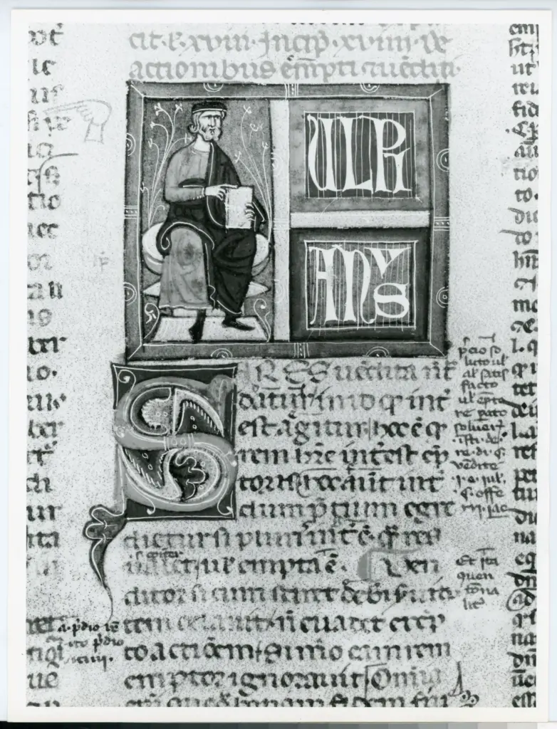 Universit&agrave; di Pisa. Dipartimento di Storia delle Arti , Anonimo italiano - sec. XIV, inizio - Lucca, Biblioteca Capitolare Feliniana, Ms. 313, f. 278r, particolare , fronte