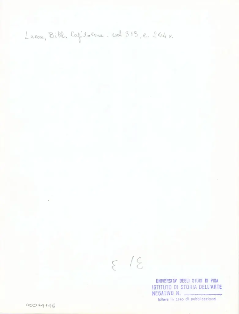 Università di Pisa. Dipartimento di Storia delle Arti , Anonimo italiano - sec. XIV, inizio - Lucca, Biblioteca Capitolare Feliniana, Ms. 313, f. 244v, particolare , retro