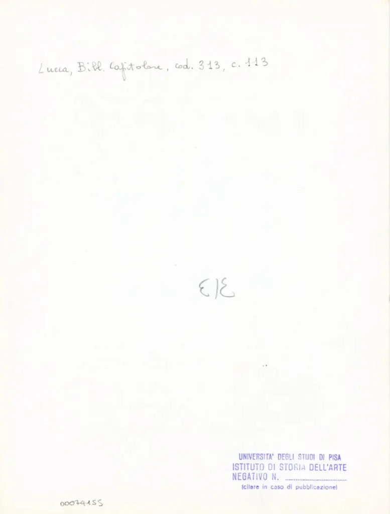 Universit&agrave; di Pisa. Dipartimento di Storia delle Arti , Anonimo italiano - sec. XIV, inizio - Lucca, Biblioteca Capitolare Feliniana, Ms. 313, f. 113r, particolare , retro