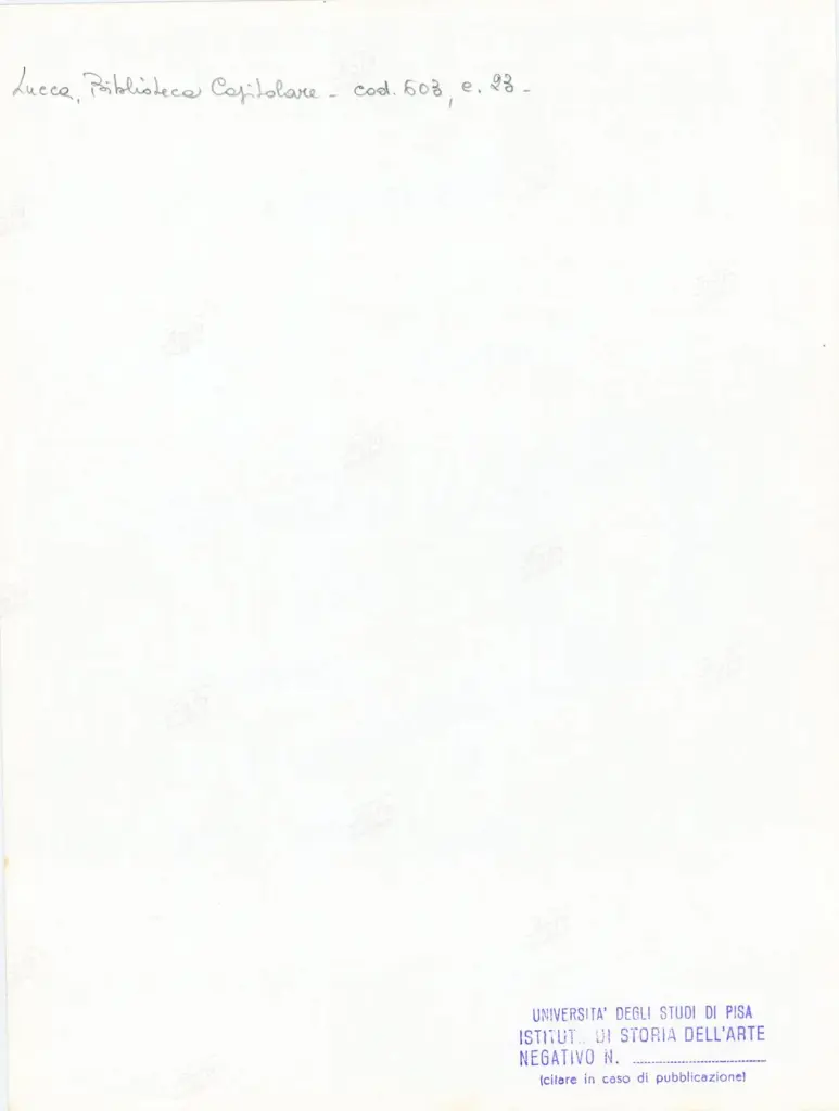 Universit&agrave; di Pisa. Dipartimento di Storia delle Arti , Anonimo italiano - sec. XII, inizio - Lucca, Biblioteca Capitolare Feliniana, Ms. 603, f. 23r, particolare , retro