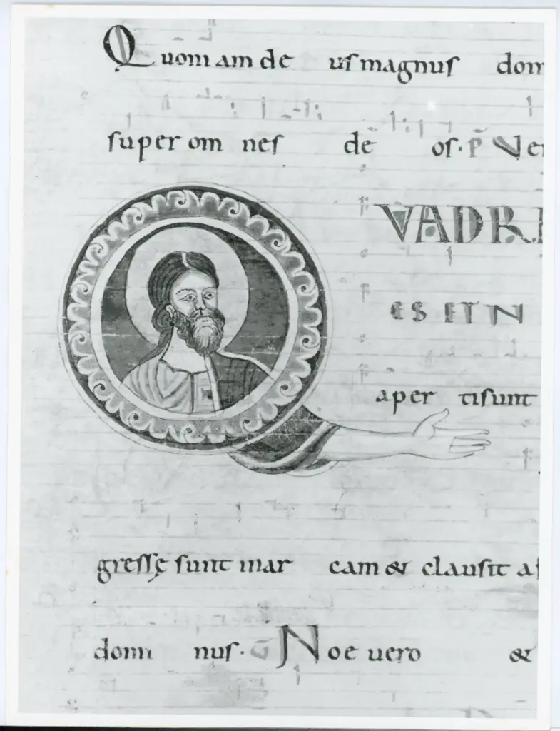 Universit&agrave; di Pisa. Dipartimento di Storia delle Arti , Anonimo italiano - sec. XII, inizio - Lucca, Biblioteca Capitolare Feliniana, Ms. 603, f. 52r, particolare , fronte