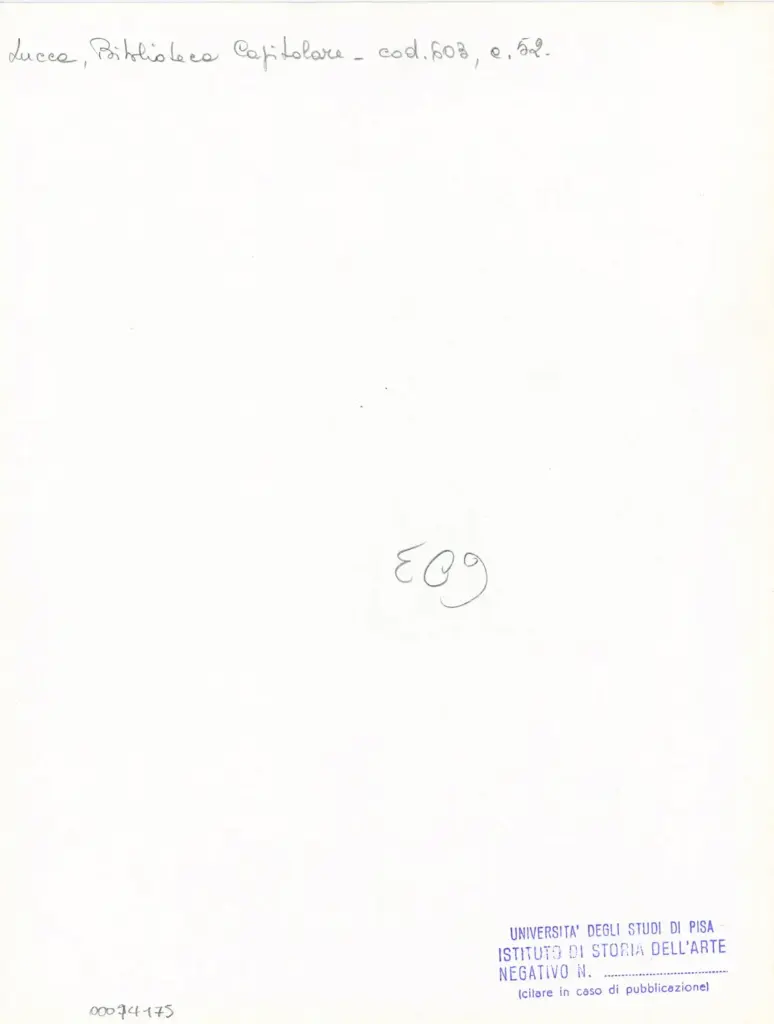 Universit&agrave; di Pisa. Dipartimento di Storia delle Arti , Anonimo italiano - sec. XII, inizio - Lucca, Biblioteca Capitolare Feliniana, Ms. 603, f. 52r, particolare , retro