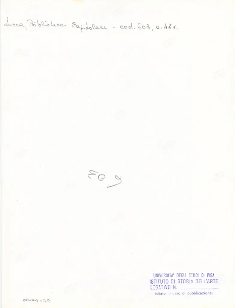 Universit&agrave; di Pisa. Dipartimento di Storia delle Arti , Anonimo italiano - sec. XII, inizio - Lucca, Biblioteca Capitolare Feliniana, Ms. 603, f. 43v, particolare , retro