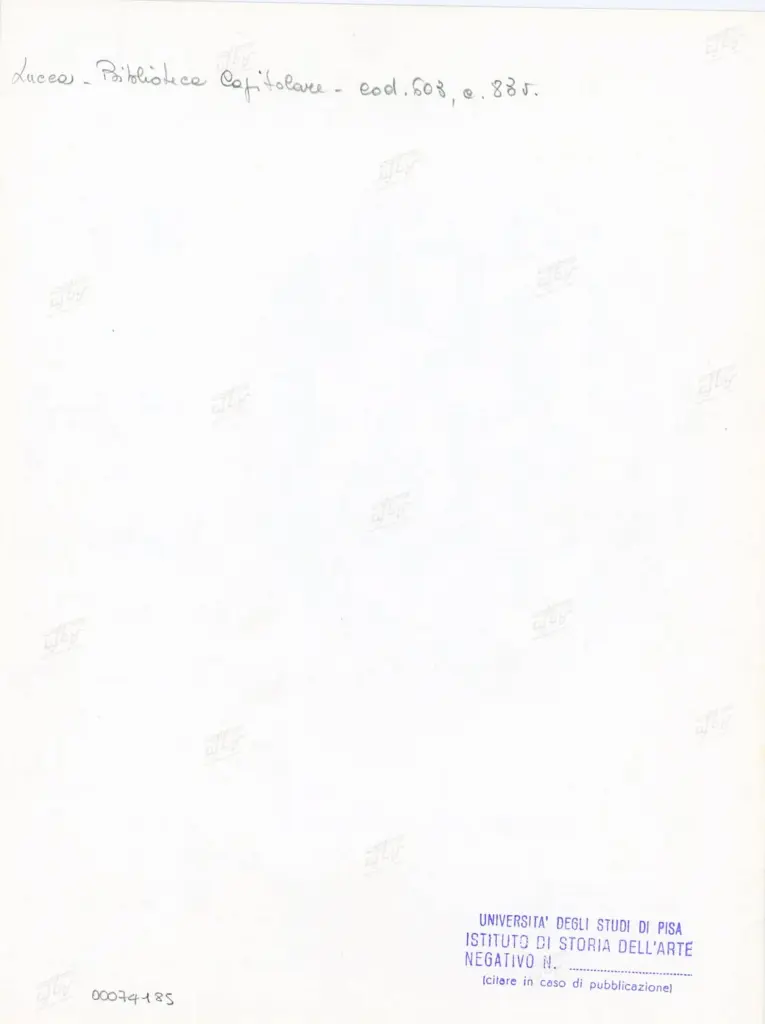 Universit&agrave; di Pisa. Dipartimento di Storia delle Arti , Anonimo italiano - sec. XII, inizio - Lucca, Biblioteca Capitolare Feliniana, Ms. 603, f. 83v, particolare , retro