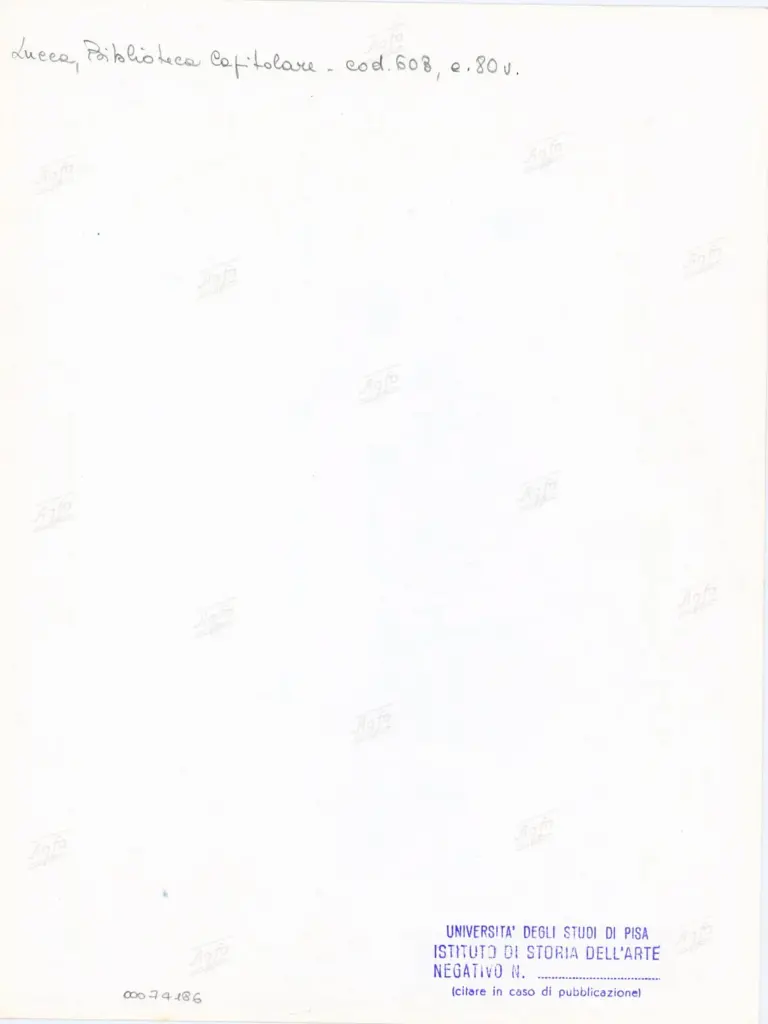 Università di Pisa. Dipartimento di Storia delle Arti , Anonimo italiano - sec. XII, inizio - Lucca, Biblioteca Capitolare Feliniana, Ms. 603, f. 80v, particolare , retro