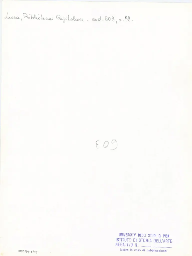 Universit&agrave; di Pisa. Dipartimento di Storia delle Arti , Anonimo italiano - sec. XII, inizio - Lucca, Biblioteca Capitolare Feliniana, Ms. 603, f. 72r, particolare , retro