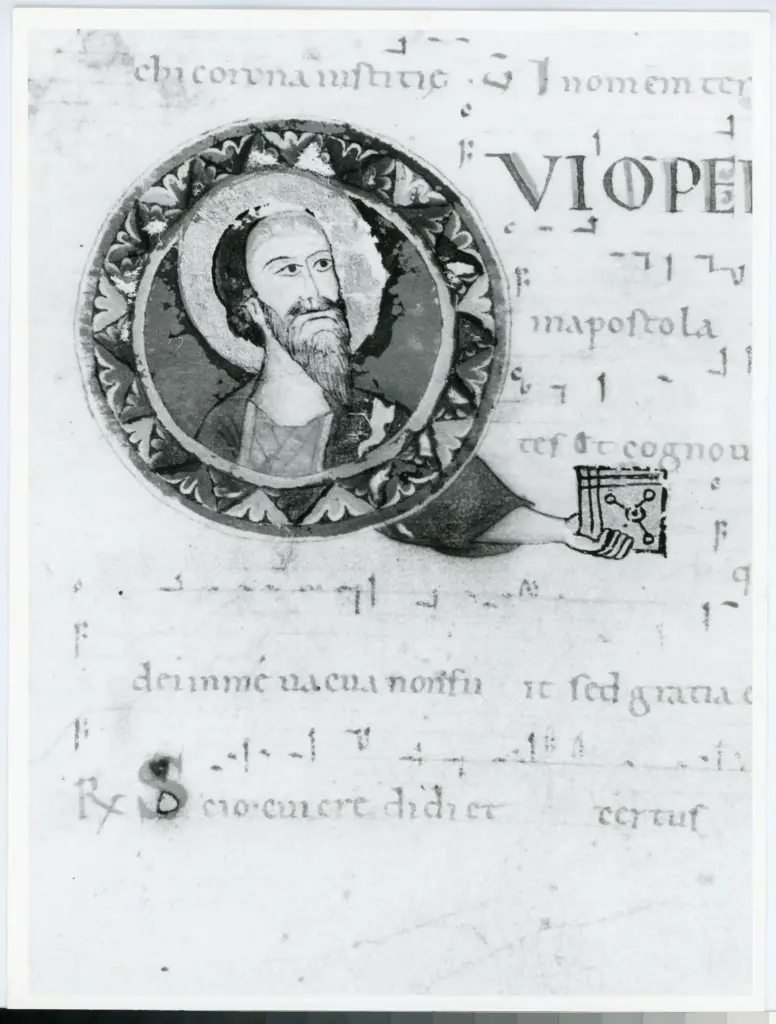 Anonimo italiano sec. XII , Iniziale Q, Iniziale figurata, Iniziale abitata, San Paolo