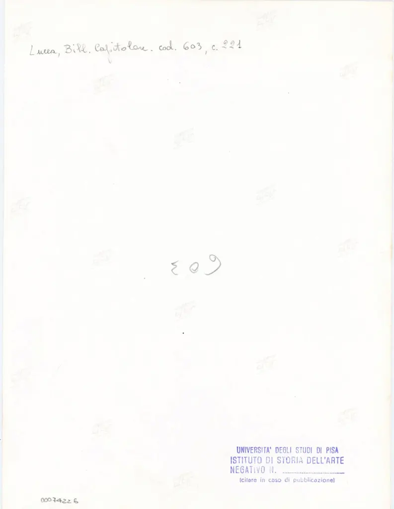 Università di Pisa. Dipartimento di Storia delle Arti , Anonimo italiano - sec. XII, inizio - Lucca, Biblioteca Capitolare Feliniana, Ms. 603, f. 221r, particolare , retro