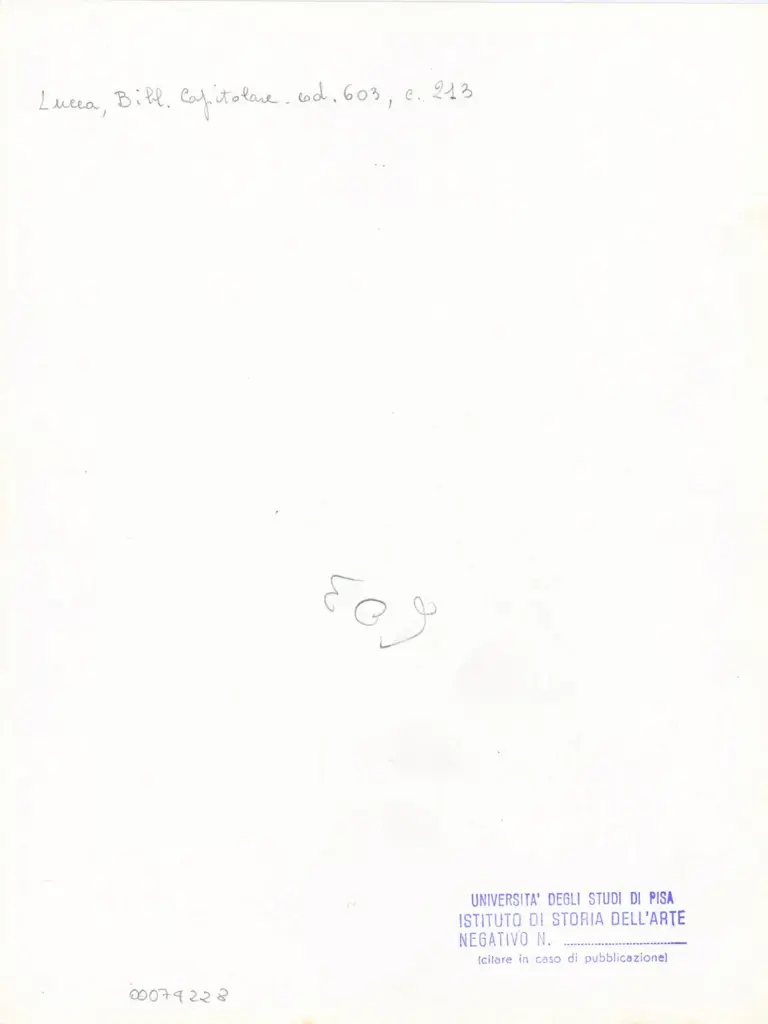 Universit&agrave; di Pisa. Dipartimento di Storia delle Arti , Anonimo italiano - sec. XII, inizio - Lucca, Biblioteca Capitolare Feliniana, Ms. 603, f. 213r, particolare , retro