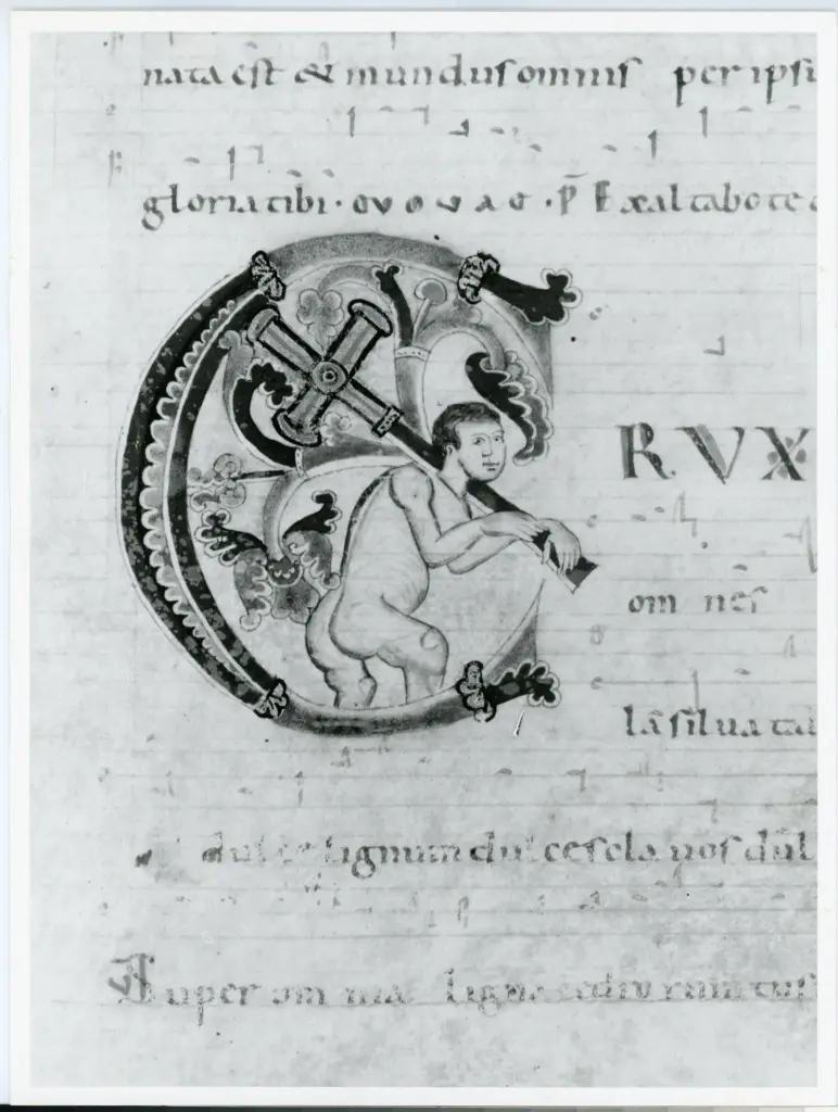 Universit&agrave; di Pisa. Dipartimento di Storia delle Arti , Anonimo italiano - sec. XII, inizio - Lucca, Biblioteca Capitolare Feliniana, Ms. 603, f. 204r, particolare , fronte