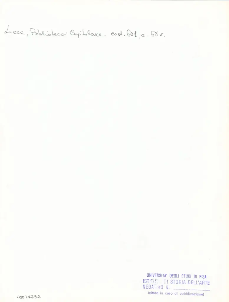 Università di Pisa. Dipartimento di Storia delle Arti , Anonimo italiano - sec. XII, metà - Lucca, Biblioteca Capitolare Feliniana, Ms. 601, f. 68v, particolare , retro