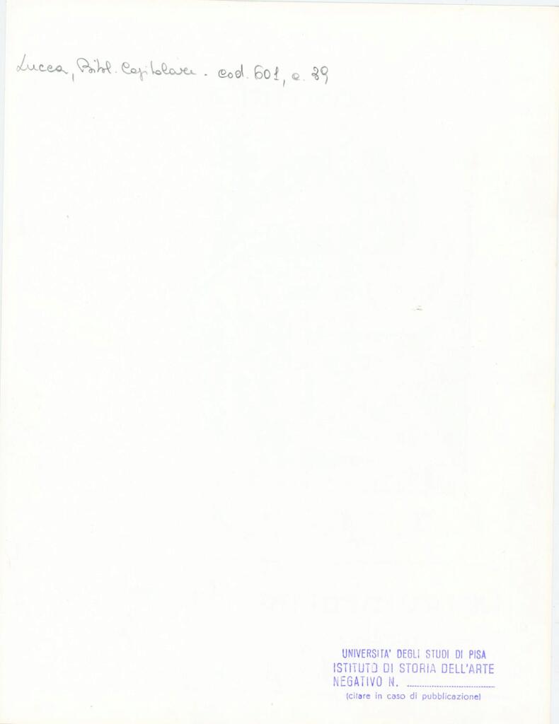 Università di Pisa. Dipartimento di Storia delle Arti , Anonimo italiano - sec. XII, metà - Lucca, Biblioteca Capitolare Feliniana, Ms. 601, f. 39r, particolare , retro