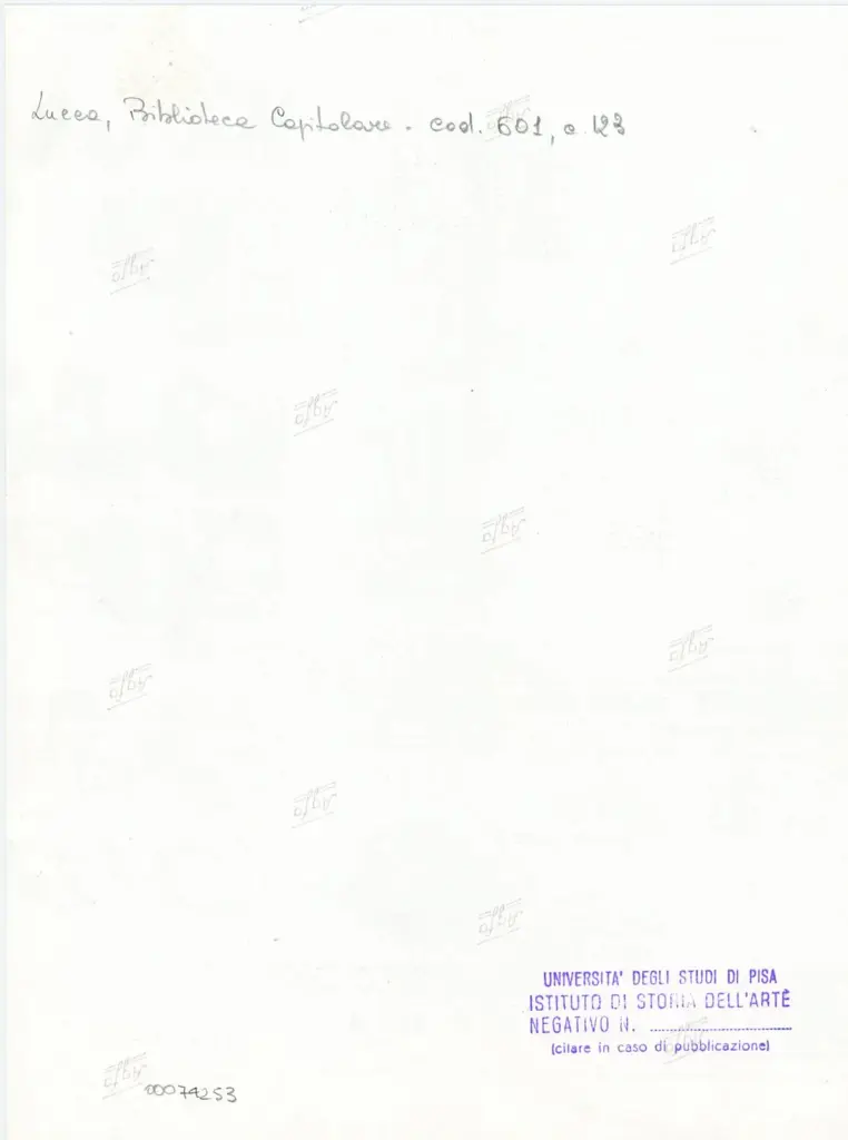Università di Pisa. Dipartimento di Storia delle Arti , Anonimo italiano - sec. XII, metà - Lucca, Biblioteca Capitolare Feliniana, Ms. 601, f. 123r, particolare , retro