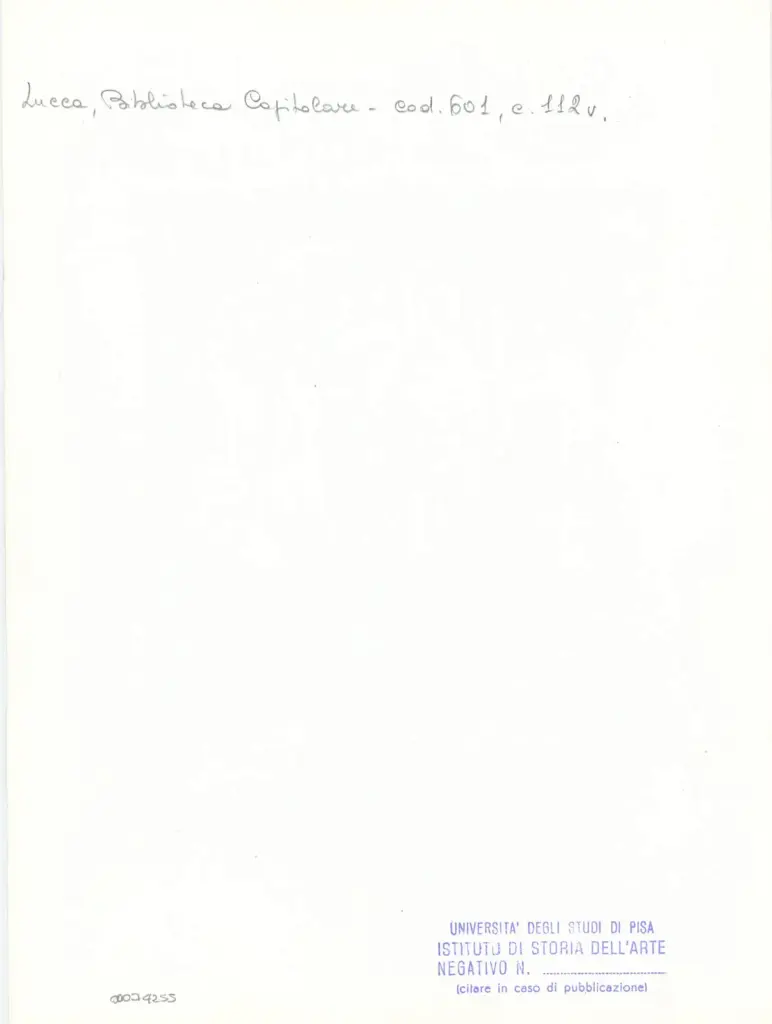 Universit&agrave; di Pisa. Dipartimento di Storia delle Arti , Anonimo italiano - sec. XII, met&agrave; - Lucca, Biblioteca Capitolare Feliniana, Ms. 601, f. 119r, particolare , retro