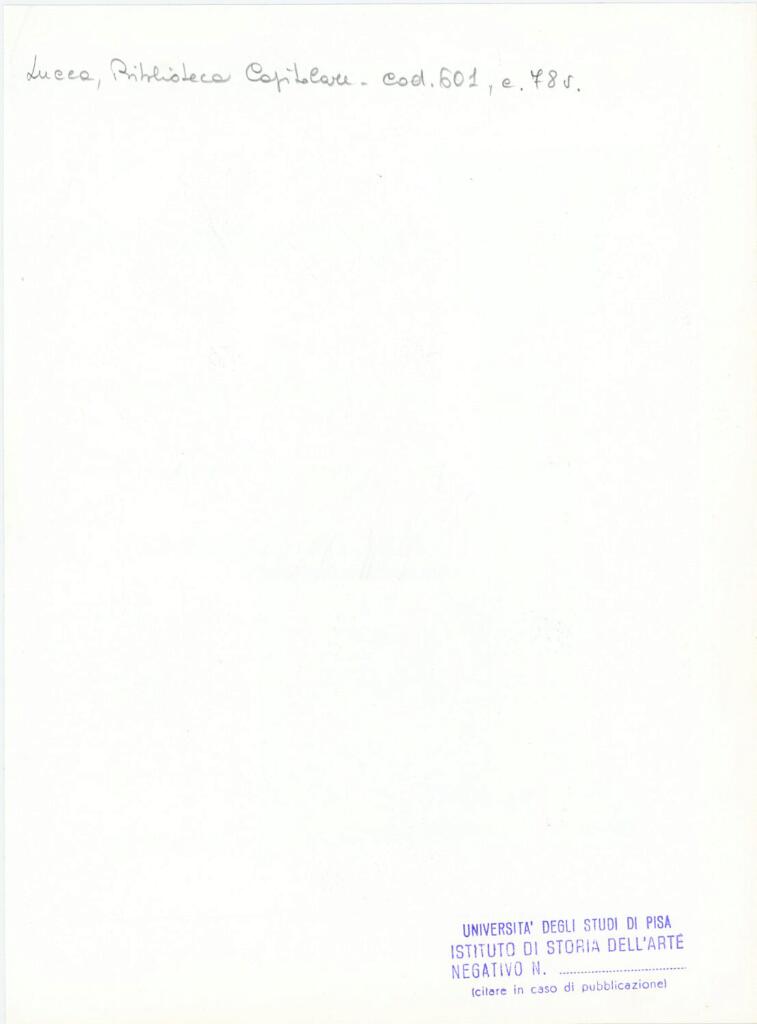 Università di Pisa. Dipartimento di Storia delle Arti , Anonimo italiano - sec. XII, metà - Lucca, Biblioteca Capitolare Feliniana, Ms. 601, f. 78v, particolare , retro