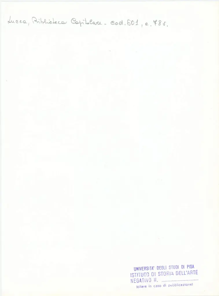 Università di Pisa. Dipartimento di Storia delle Arti , Anonimo italiano - sec. XII, metà - Lucca, Biblioteca Capitolare Feliniana, Ms. 601, f. 78v, particolare , retro