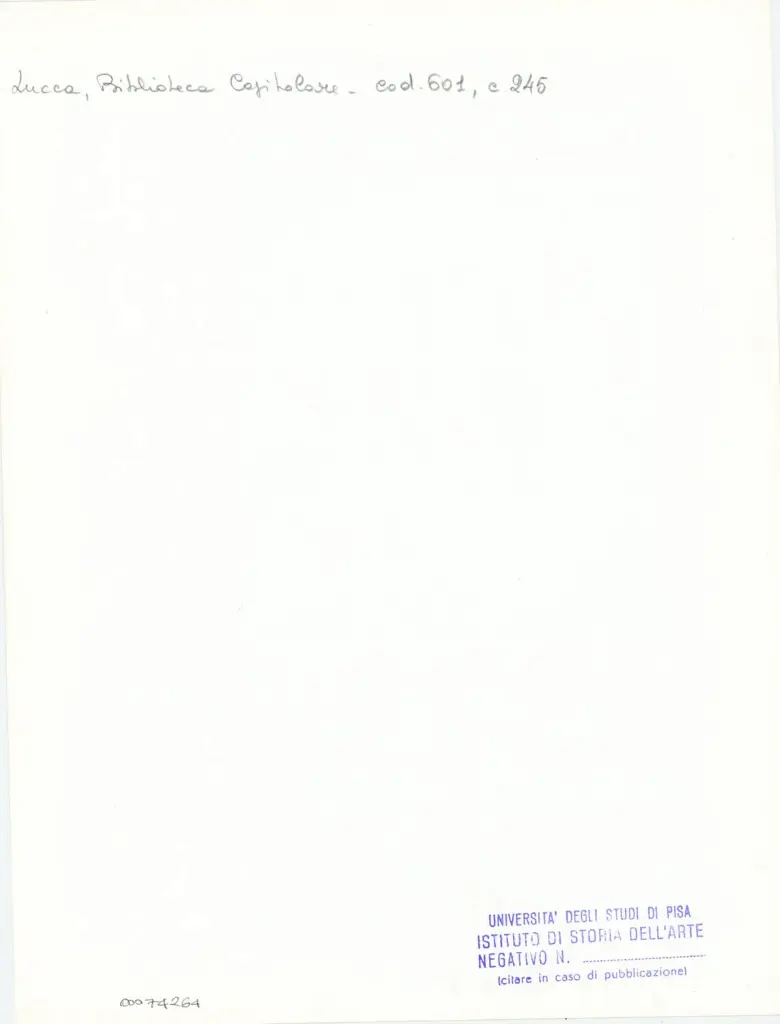 Universit&agrave; di Pisa. Dipartimento di Storia delle Arti , Anonimo italiano - sec. XII, met&agrave; - Lucca, Biblioteca Capitolare Feliniana, Ms. 601, f. 245r, particolare , retro