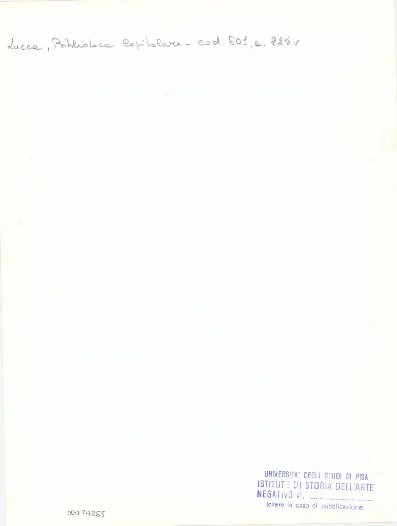 Universit&agrave; di Pisa. Dipartimento di Storia delle Arti , Anonimo italiano - sec. XII, met&agrave; - Lucca, Biblioteca Capitolare Feliniana, Ms. 601, f. 225v, particolare , retro