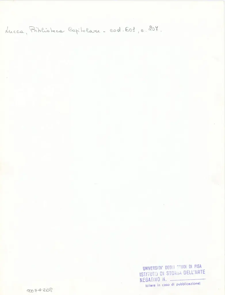 Università di Pisa. Dipartimento di Storia delle Arti , Anonimo italiano - sec. XII, metà - Lucca, Biblioteca Capitolare Feliniana, Ms. 601, f. 207r, particolare , retro