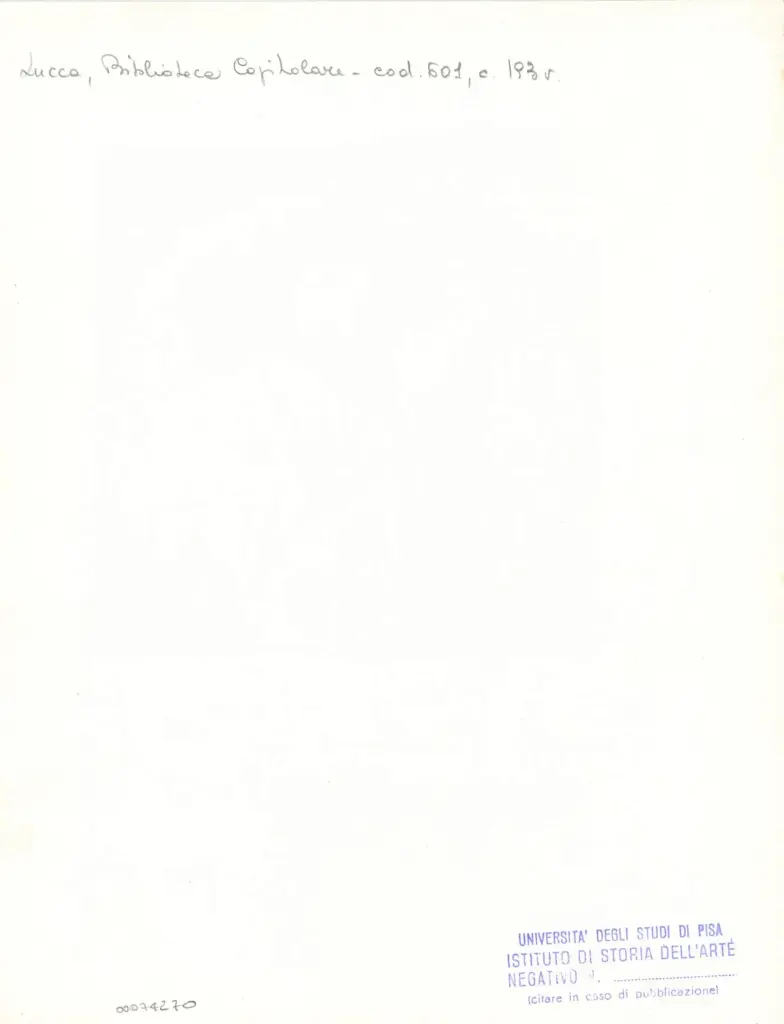 Università di Pisa. Dipartimento di Storia delle Arti , Anonimo italiano - sec. XII, metà - Lucca, Biblioteca Capitolare Feliniana, Ms. 601, f. 198v, particolare , retro