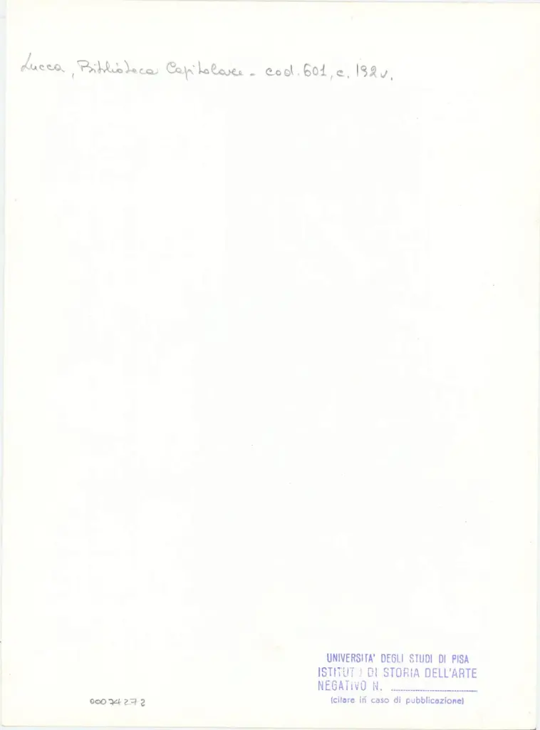 Universit&agrave; di Pisa. Dipartimento di Storia delle Arti , Anonimo italiano - sec. XII, met&agrave; - Lucca, Biblioteca Capitolare Feliniana, Ms. 601, f. 192v, particolare , retro