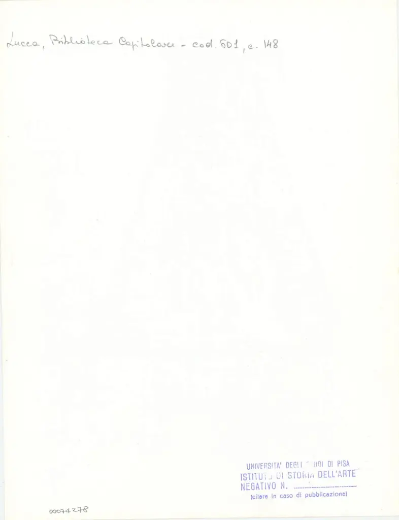 Universit&agrave; di Pisa. Dipartimento di Storia delle Arti , Anonimo italiano - sec. XII, met&agrave; - Lucca, Biblioteca Capitolare Feliniana, Ms. 601, f. 148r, particolare , retro
