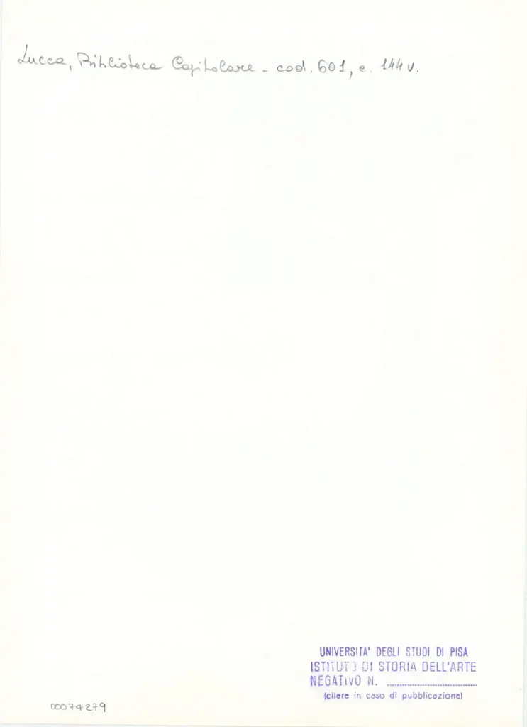 Universit&agrave; di Pisa. Dipartimento di Storia delle Arti , Anonimo italiano - sec. XII, met&agrave; - Lucca, Biblioteca Capitolare Feliniana, Ms. 601, f. 144v, particolare , retro