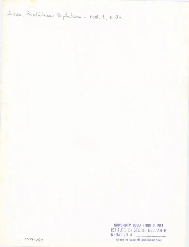 Universit&agrave; di Pisa. Dipartimento di Storia delle Arti , Marco di Berlinghiero - sec. XIII, met&agrave; - Lucca, Biblioteca Capitolare Feliniana, Ms. 1, f. 2r, particolare , retro