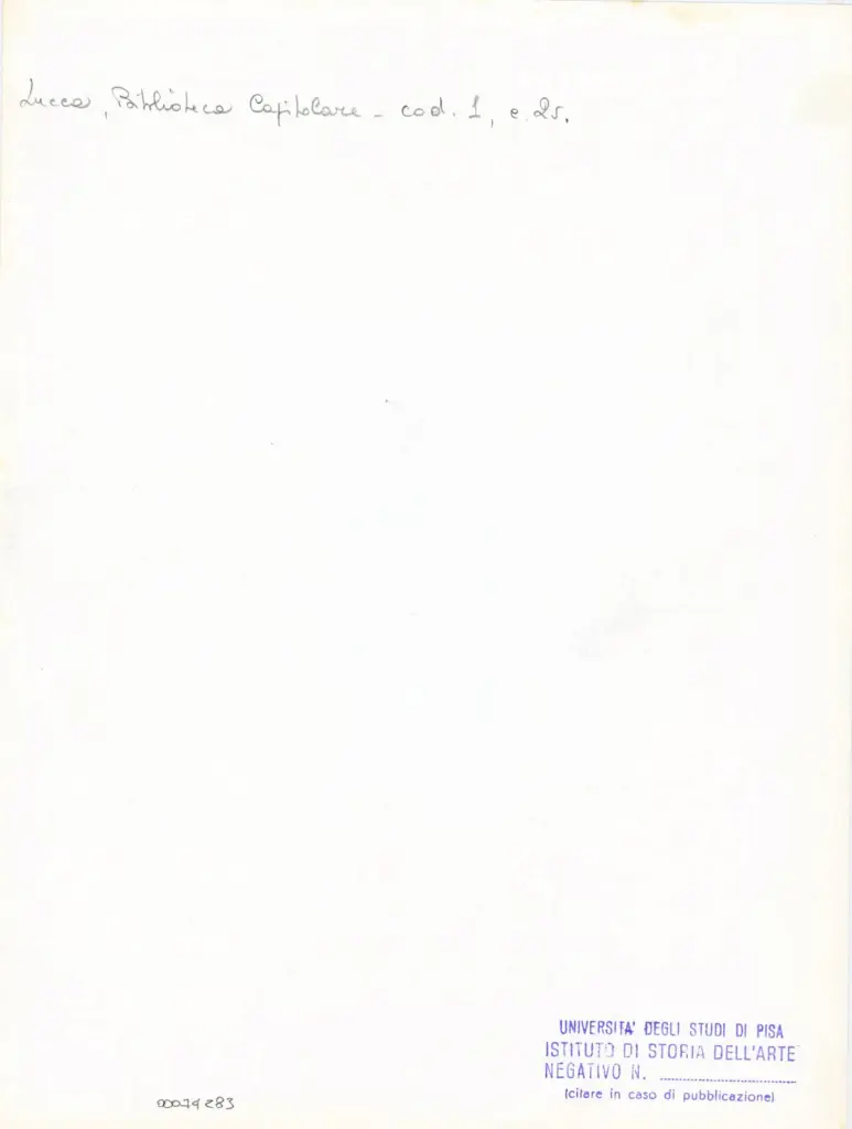 Universit&agrave; di Pisa. Dipartimento di Storia delle Arti , Marco di Berlinghiero - sec. XIII, met&agrave; - Lucca, Biblioteca Capitolare Feliniana, Ms. 1, f. 2v, particolare , retro