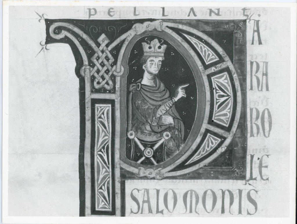 Marco di Berlinghiero , Iniziale P, Iniziale abitata, Salomone, Motivi decorativi geometrici, Intreccio