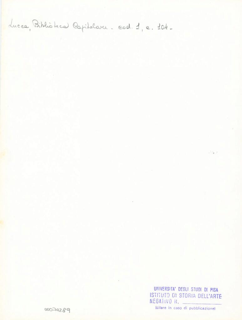 Università di Pisa. Dipartimento di Storia delle Arti , Marco di Berlinghiero - sec. XIII, metà - Lucca, Biblioteca Capitolare Feliniana, Ms. 1, f. 105r, particolare , retro