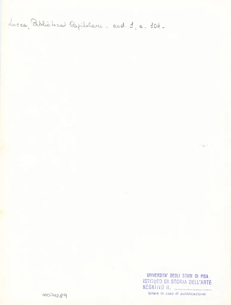 Universit&agrave; di Pisa. Dipartimento di Storia delle Arti , Marco di Berlinghiero - sec. XIII, met&agrave; - Lucca, Biblioteca Capitolare Feliniana, Ms. 1, f. 105r, particolare , retro