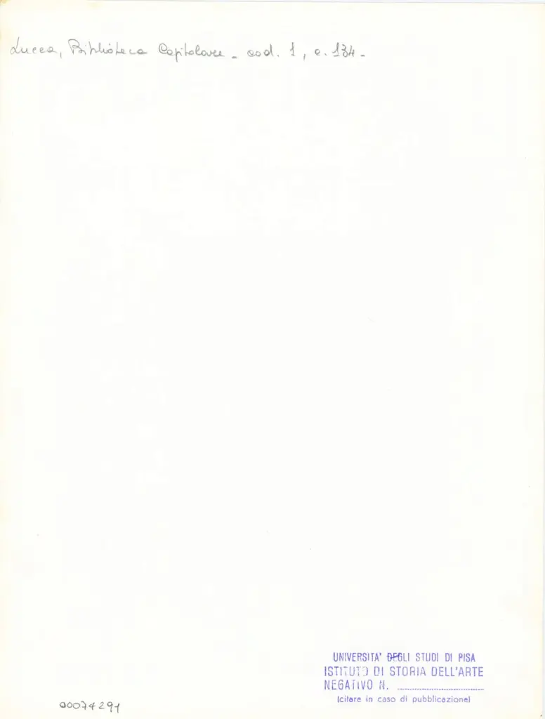 Universit&agrave; di Pisa. Dipartimento di Storia delle Arti , Marco di Berlinghiero - sec. XIII, met&agrave; - Lucca, Biblioteca Capitolare Feliniana, Ms. 1, f. 135r, particolare , retro