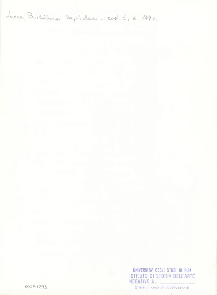 Università di Pisa. Dipartimento di Storia delle Arti , Marco di Berlinghiero - sec. XIII, metà - Lucca, Biblioteca Capitolare Feliniana, Ms. 1, f. 150v, particolare , retro