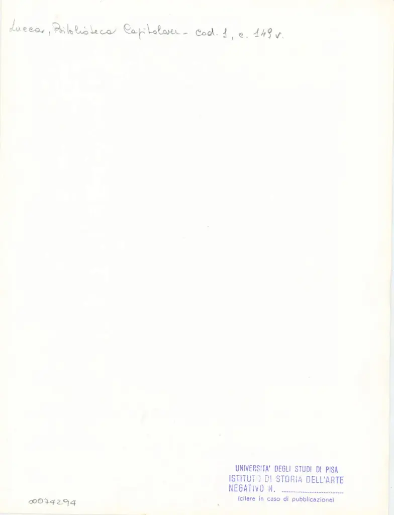 Universit&agrave; di Pisa. Dipartimento di Storia delle Arti , Marco di Berlinghiero - sec. XIII, met&agrave; - Lucca, Biblioteca Capitolare Feliniana, Ms. 1, f. 150v, particolare , retro