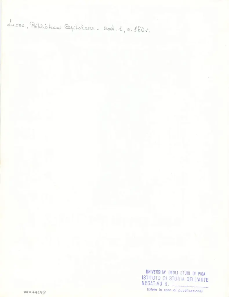 Universit&agrave; di Pisa. Dipartimento di Storia delle Arti , Marco di Berlinghiero - sec. XIII, met&agrave; - Lucca, Biblioteca Capitolare Feliniana, Ms. 1, f. 161v, particolare , retro