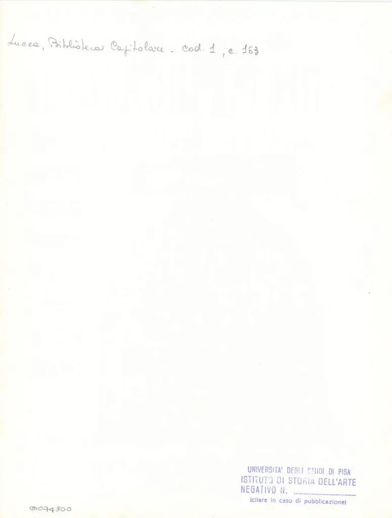 Universit&agrave; di Pisa. Dipartimento di Storia delle Arti , Marco di Berlinghiero - sec. XIII, met&agrave; - Lucca, Biblioteca Capitolare Feliniana, Ms. 1, f. 164r, particolare , retro