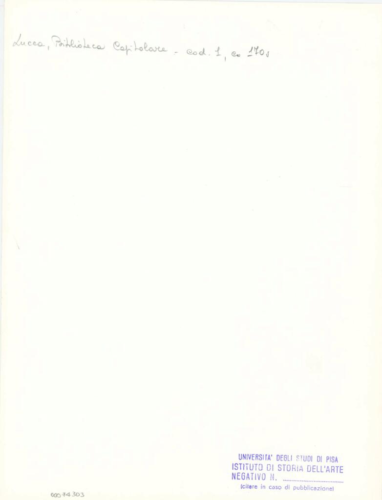 Università di Pisa. Dipartimento di Storia delle Arti , Marco di Berlinghiero - sec. XIII, metà - Lucca, Biblioteca Capitolare Feliniana, Ms. 1, f. 171v, particolare , retro