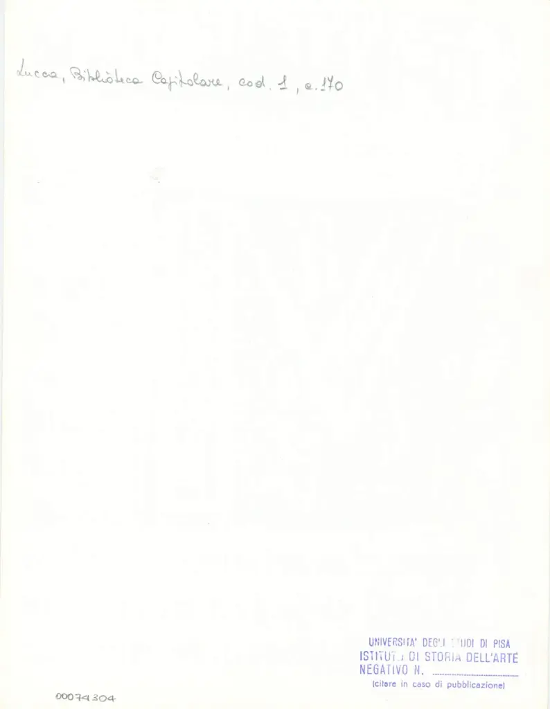 Universit&agrave; di Pisa. Dipartimento di Storia delle Arti , Marco di Berlinghiero - sec. XIII, met&agrave; - Lucca, Biblioteca Capitolare Feliniana, Ms. 1, f. 171v, particolare , retro