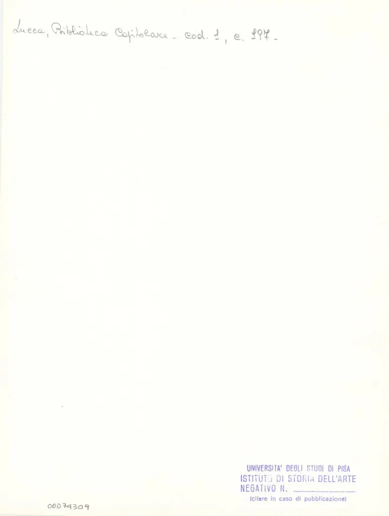 Universit&agrave; di Pisa. Dipartimento di Storia delle Arti , Marco di Berlinghiero - sec. XIII, met&agrave; - Lucca, Biblioteca Capitolare Feliniana, Ms. 1, f. 198r, particolare , retro