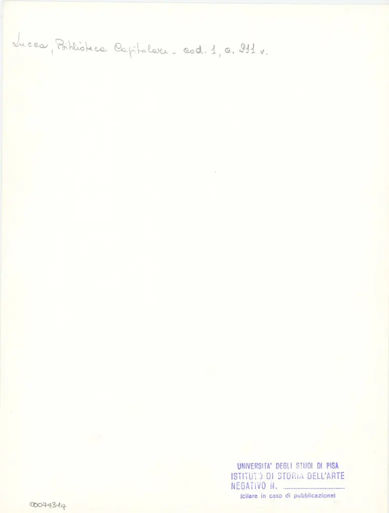 Universit&agrave; di Pisa. Dipartimento di Storia delle Arti , Marco di Berlinghiero - sec. XIII, met&agrave; - Lucca, Biblioteca Capitolare Feliniana, Ms. 1, f. 213v, particolare , retro