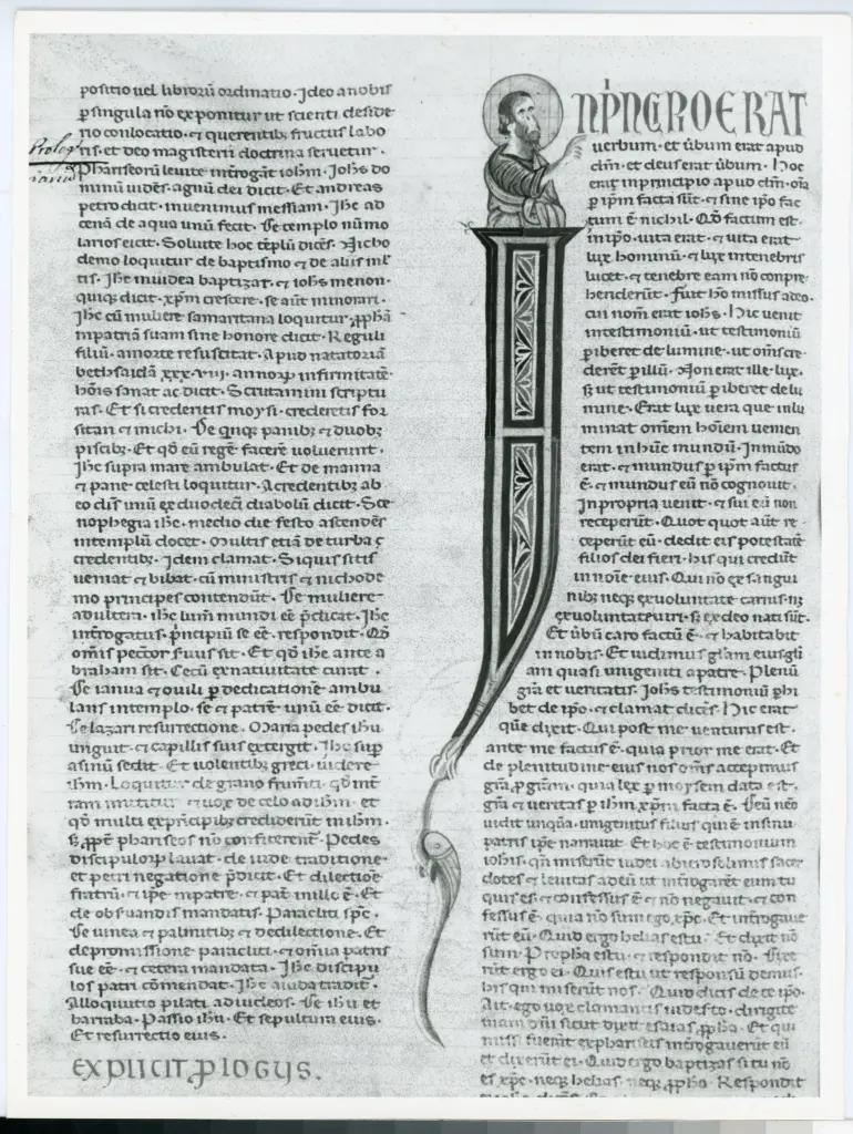 Marco di Berlinghiero , Iniziale I, Iniziale decorata, Motivo decorativo zoomorfo, Motivi decorativi geometrici, San Giovanni Evangelista